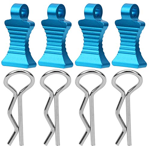 Aluminiumlegierung Rtyph -Karosserie -Clips Clips Pin mit Befestigungshalterung für 1/10 RC Auto, 4pcs RC Body Shell Fixing Halterung für Enthusiasten (BLUE) von Alomejor