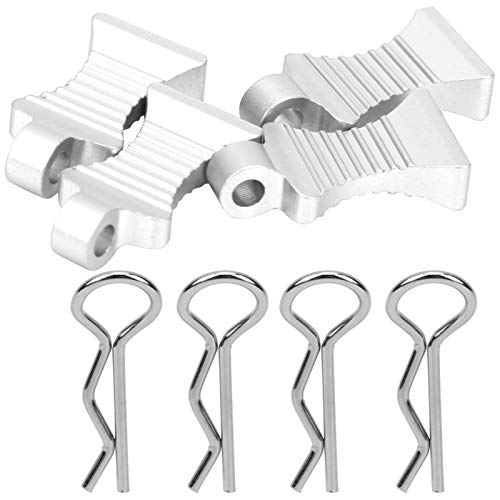 Aluminiumlegierung Rtyph -Karosserie -Clips Clips Pin mit Befestigungshalterung für 1/10 RC Auto, 4pcs RC Body Shell Fixing Halterung für Enthusiasten (SILVER) von Alomejor