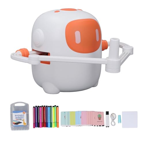 Interaktiver Zeichnungsroboter, Lernendes Lernspielzeug für mit Sprachinteraktion, Alter 5 -Roboter, 100 Word -Karten und Farbstifte, Montessori Lernspielzeug (White) von Alomejor