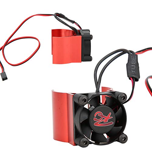 Legierung Aluminium 540/545/550 Motorkühlkörper mit Einzelkühlventilator für 1/10 RC -Hobby -Modellauto, Rot, Hohe Thermische Leitfähigkeit, Geeignet für WltoyShimoto (Rot) von Alomejor