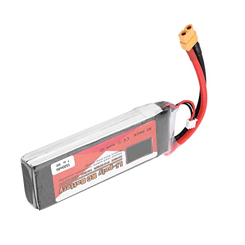 RC Lipo -Batterie 5000mah 4500mah Lange Zykluslebensdauer mit Stecker für RC -Auto Flugzeug Bootsliebhaber (7.4V 5500mah 60c XT60) von Alomejor