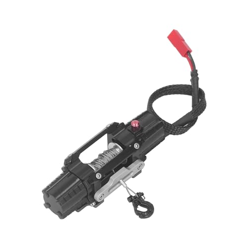 RC Winch Aluminiumlegierung Dual Motor, Realistisches Fahrerlebnis, Einfache Installation, Geeignet für Neue und Erfahrene Rennfahrer (BLACK) von Alomejor