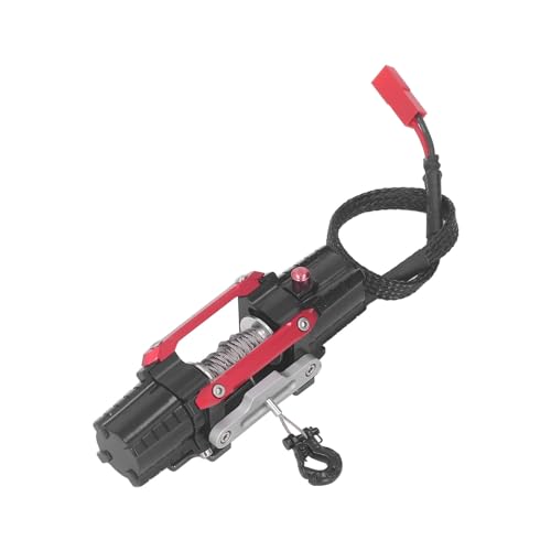 RC Winch Aluminiumlegierung Dual Motor, Realistisches Fahrerlebnis, Einfache Installation, Geeignet für Neue und Erfahrene Rennfahrer (Rot) von Alomejor