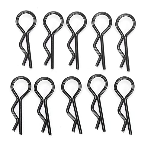Rshape Metall -Körperklammern für RC -Autoschale, Langlastend und Korrosionsbeständig, Geeignet für Verschiedene RC Automodelle, 10 Packung von 10 (BLACK) von Alomejor