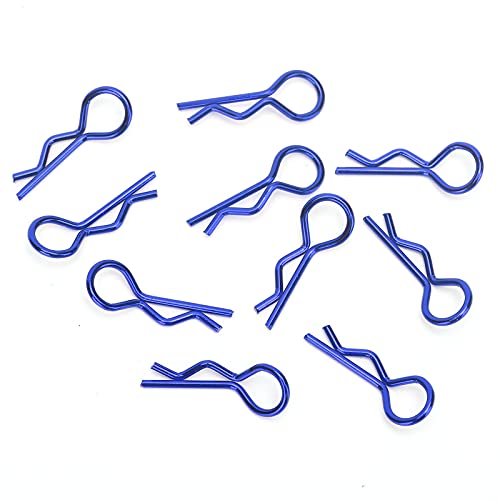 Rshape Metall -Körperklammern für RC -Autoschale, Langlastend und Korrosionsbeständig, Geeignet für Verschiedene RC Automodelle, 10 Packung von 10 (BLUE) von Alomejor