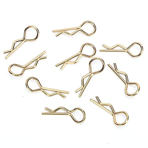 Rshape Metall -Körperklammern für RC -Autoschale, Langlastend und Korrosionsbeständig, Geeignet für Verschiedene RC Automodelle, 10 Packung von 10 (GOLD) von Alomejor