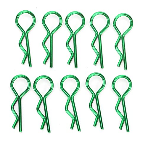 Rshape Metall -Körperklammern für RC -Autoschale, Langlastend und Korrosionsbeständig, Geeignet für Verschiedene RC Automodelle, 10 Packung von 10 (GREEN) von Alomejor