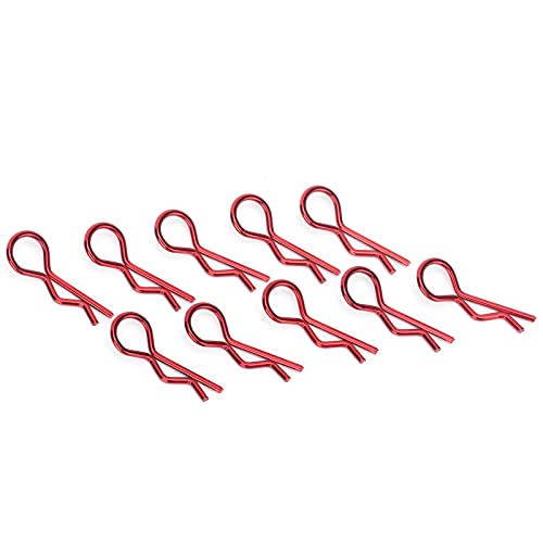 Rshape Metall -Körperklammern für RC -Autoschale, Langlastend und Korrosionsbeständig, Geeignet für Verschiedene RC Automodelle, 10 Packung von 10 (Rot) von Alomejor