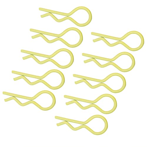 Rshape Metall -Körperklammern für RC -Autoschale, Langlastend und Korrosionsbeständig, Geeignet für Verschiedene RC Automodelle, 10 Packung von 10 (YELLOW) von Alomejor