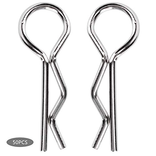 Silber 1mm R -Clips 50pcs Robuste Metallstifte füR die RC -Automodifizierung, Zuverlässiges Zubehör füR 1/10 HSP RC Auto, Reparatur und Verbesserung des Aussehens (SILVER) von Alomejor