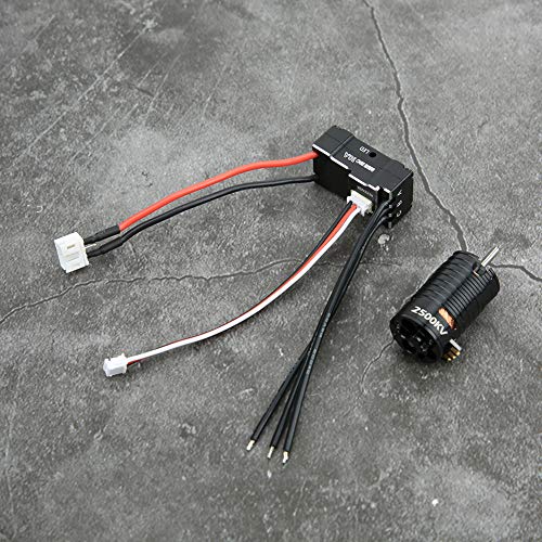 Titanfarbe 7500KV Bürstenloser Motor 18A Black ESC RC Ersatzzubehör für 1/24 1/28/32 RC -Auto, CNC Verarbeitet (Schwarz 2500KV) von Alomejor