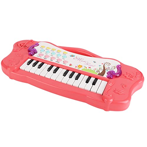 Tragbare Elektronische Organspielzeugspielzeugklavier -Tastatur mit 2 Modi, 4 Musikinstrumenten und 15 Funktionstasten, Kids Electric Piano für Kinderurlaubsgeschenke, Rosa Plastikabdeckung von Alomejor