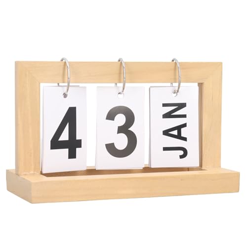 Vintage-Holz-Flip-Kalender Im Nordischen Stil, Großer Holz-Tisch Kalender für Zuhause, Büro, Studie, Wohnzimmer (Holzfarbe) von Alomejor