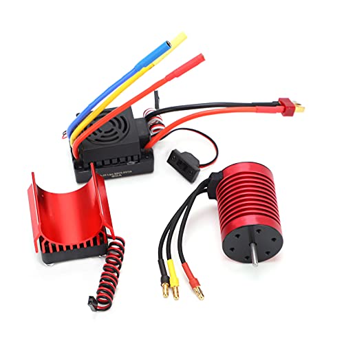 Wasserdichter F540 4370KV 4 Pole Brushless Motor 60A ESC Set mit Kühlkörper Combo RC Brushless Motor Set für 1/10 RC Auto RC -Automodellzubehör von Alomejor