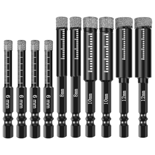 10PCS Trockener Diamantbohrer Bit Set Diamond Tile Bohrbits Verschleiß resistenter Carbid Bohrfliesen Loch Sägen Schnellbohrungen für Fliesen von Alongen