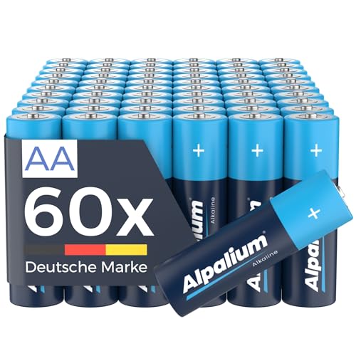 ALPALIUM AA Batterien 60 Stück Alkaline Vorratspack - leistungsstark und langlebig - z.B. für Lichterketten, Computerzubehör, Taschenlampen und mehr, LR6 1,5V von Alpalium