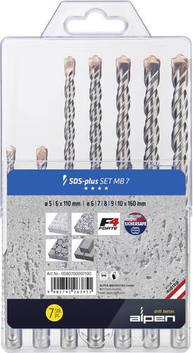 Alpen 0080700007100 Stahl Beton-Spiralbohrer-Set 5 mm, 6 mm, 7 mm, 8 mm, 9 mm, 10mm 1 Set Alpen 0080700007100 Stahl Beton-Spiralbohrer-Set 5 mm, 6 mm, 7 mm, 8 mm, 9 mm, 10mm 1 Set von Alpen
