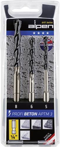 Alpen APTMS 3 0000101803100 Beton-Spiralbohrer-Set 3teilig 5 mm, 6 mm, 8mm 1/4  (6.3 mm) 1St. von Alpen