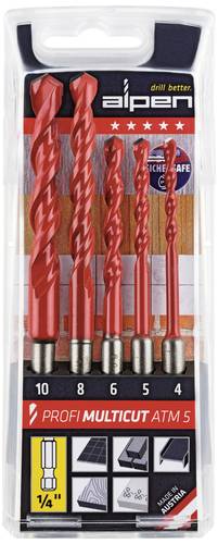 Alpen MultiCut 100805100 Hartmetall Mehrzweckbohrer-Set 5teilig 1/4  (6.3 mm) 1 Set von Alpen