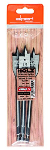 alpen Flachfräsbohrer Holz, 1/4 Zoll Sechskant-Schaft, Durchmesser 16/18/20 mm als 3-teiliger Satz in der Plastiktasche, 23700003100 alpen Flachfräsbohrer Holz, 1/4 Zoll Sechskant-Schaft, Durchmesser 16/18/20 mm als 3-teiliger Satz in der Plastiktasche, 23700003100 von Alpen