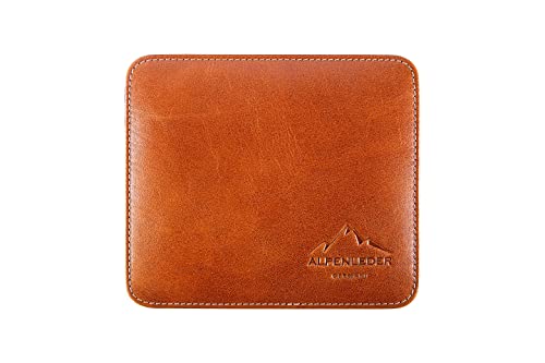 Alpenleder Mousepad - Bregenz (Handgefertigt) - Nachhaltiges Bio-Leder aus regionaler Landwirtschaft | Mauspad Gaming Leder, Mousepad Leder *Fair Produziert* (20 x 17cm, Cognac) von Alpenleder