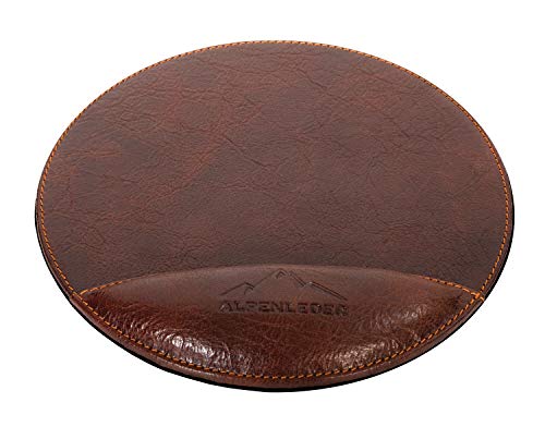 Alpenleder Mousepad - MEERSBURG (Handgefertigt) - Nachhaltiges Bio-Leder aus regionaler Landwirtschaft | Mauspad Gaming Leder, Mousepad mit Handauflage *Fair Produziert* (24cm, Brandy) von Alpenleder