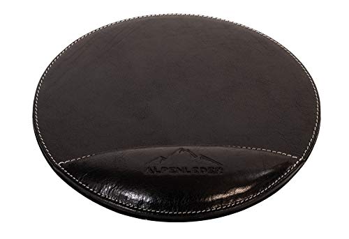Alpenleder Mousepad - MEERSBURG (Handgefertigt) - Nachhaltiges Bio-Leder aus regionaler Landwirtschaft | Mauspad Gaming Leder, Mousepad mit Handauflage *Fair Produziert* (24cm, Ebenholz) von Alpenleder