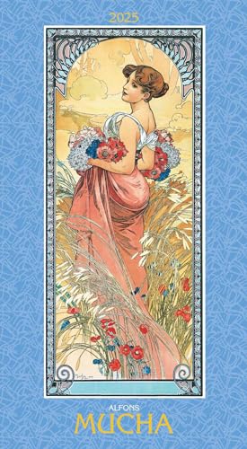 Alfons Mucha 2025 - Bild-Kalender 33x60 cm - Kunstkalender - mit stilvollem Glitzereffekt - Jugendstil - Wandkalender - Alpha Edition von Alpha Edition