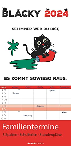 Blacky 2024 Familienplaner - Familien-Timer - Termin-Planer - Kinder-Kalender - Familien-Kalender - 22x45 von Alpha Edition