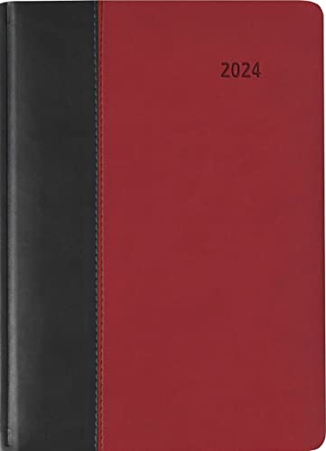 Buchkalender Premium Fire schwarz-rot 2024 - Büro-Kalender A5 - Cheftimer - 1 Tag 1 Seite - 416 Seiten - Tucson-Einband - Alpha Edition von Alpha Edition