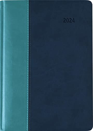 Buchkalender Premium Water türkis-blau 2024 - Büro-Kalender A5 - Cheftimer - 1 Tag 1 Seite - 416 Seiten - Tucson-Einband - Alpha Edition von Alpha Edition