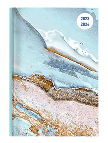 Collegetimer Blue Marble 2023/2024 - Schüler-Kalender A6 (10x15 cm) - Marmor - Day By Day - 352 Seiten - Terminplaner - Notizbuch - Alpha Edition (Collegetimer A6 Daily) von Alpha Edition