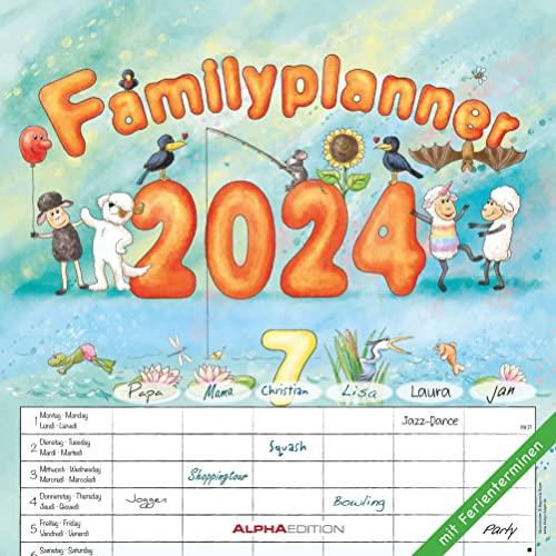 Familienplaner Cartoon 2024 - Broschürenkalender 30x30 cm (30x60 geöffnet) - Kalender mit Platz für Notizen - 6 Spalten - Bildkalender - Wandkalender: by Silke Leskien von Alpha Edition