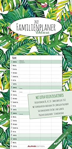 Familienplaner Deluxe 2022 - Familien-Timer 22x45 cm - mit Ferienterminen - 4 Spalten - Wand-Planer - mit vielen Zusatzinformationen - Alpha Edition: ... Wand-Planer - mit vielen Zusatzinformationen Familienplaner Deluxe 2022 - Familien-Timer 22x45 cm - mit Ferienterminen - 4 Spalten - Wand-Planer - mit vielen Zusatzinformationen - Alpha Edition: ... Wand-Planer - mit vielen Zusatzinformationen von Alpha Edition