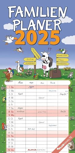 Familienplaner Happy 2025 - Familien-Timer 22x45 cm - mit Ferienterminen - 5 Spalten - Wand-Planer - mit vielen Zusatzinformationen - Alpha Edition von Alpha Edition