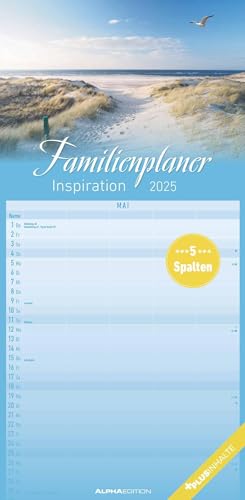 Familienplaner Inspiration 2025 - Familien-Timer 22x45 cm - mit Ferienterminen - 5 Spalten - Wand-Planer - mit vielen Zusatzinformationen - Alpha Edition von Alpha Edition