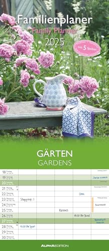 Gärten 2025 Familienplaner - Wandkalender - Familienkalender - 19,5x45 von Alpha Edition
