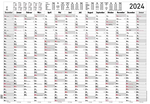 Jahresplaner XL 14 Monate 2024 - Plakat-Kalender 100x70 cm - Jahresübersicht - Ferienübersicht - Arbeitstagezählung - Alpha Edition von Alpha Edition