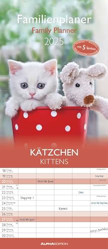 Kätzchen 2025 Familienplaner - Familienkalender - Wandkalender - 19,5x45: by Sabine Rath von Alpha Edition