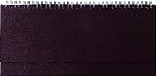 Tisch Querkalender Balacron rot 2024, Büro-Planer 29,7x13,5 cm mit Registerschnitt, Tisch Kalender, verlängerte Rückwand, 1 Woche 2 Seiten, Rot von Alpha Edition