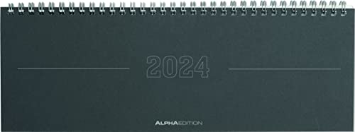 Tisch-Querkalender Papyrus Grau 2024 - Büro-Planer 29,7x10,5 cm - Tisch-Kalender - 1 Woche 2 Seiten - Ringbindung - Alpha Edition von Alpha Edition