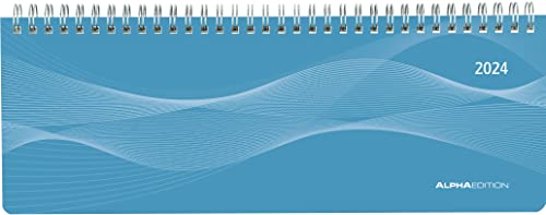 Tisch-Querkalender Profi blau 2024 - Büro-Planer 29,7x10,5 cm - Tisch-Kalender - 1 Woche 2 Seiten - Ringbindung - Alpha Edition von Alpha Edition