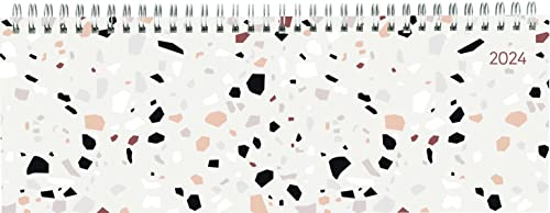 Tisch-Querkalender Style Terrazzo 2024 - Büro-Planer 29,7x10,5 cm - Tisch-Kalender - 1 Woche 2 Seiten - Ringbindung - Alpha Edition von Alpha Edition