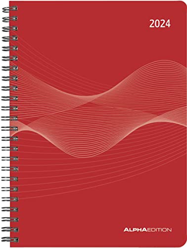 Wochenplaner PP-Einband rot 2024 - Büro-Kalender A5 - Cheftimer - red - Ringbindung - 1 Woche 2 Seiten - 128 Seiten - Alpha Edition von Alpha Edition