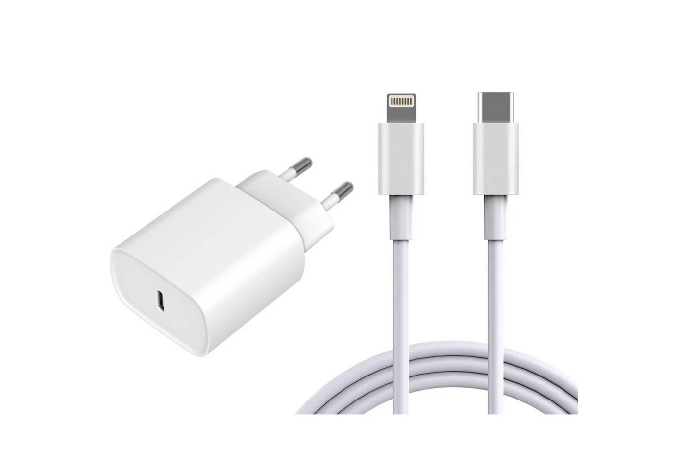 Alpha Electronics 20W USB C Adapter für iPhone 14/14 Plus/14 pro/14 Pro Max 13 12 Handy-Netzteile (Set mit einem Schnellladegerät + 1m Lightning zu USB C Ladekabel) von Alpha Electronics