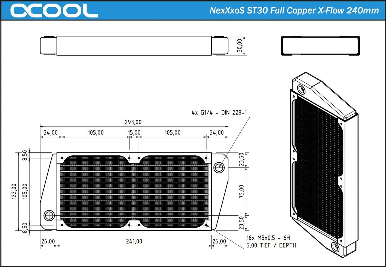 Alphacool NexXxoS ST30 Full Copper X-Flow 240mm Radiator (14229) von Alphacool