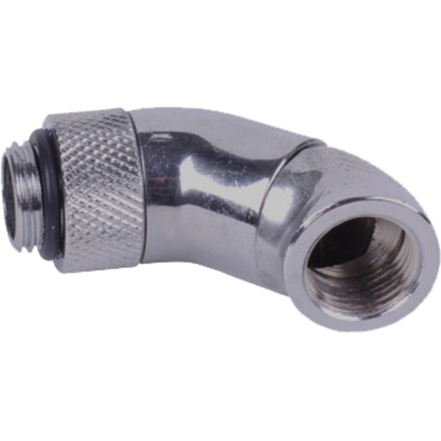 HF Winkeladapter Doppel-45° drehbar G1/4 AG auf G1/4 IG - Chrome, Verbindung von Alphacool