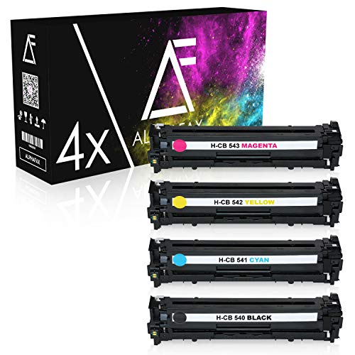 Alphafax 4 Toner kompatibel mit HP CB540A-CB543A 125A für Color Laserjet CM1312 MFP CM1300 CM1512A CM1500 Series CP1210 CP1216 CP1513 CP1517 - 125A - Schwarz 2.200 Seiten, Color je 1.400 Seiten von Alphafax