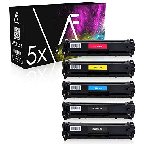 Alphafax 5 Toner kompatibel mit HP CE320A-CE323A 128A für Laserjet CP1525nw, CP1526nw, CM1400 Series, CM1410 Series, CP1500 Series, CP1520 Series - Schwarz je 2.200 Seiten, Color je 1.400 Seiten von Alphafax