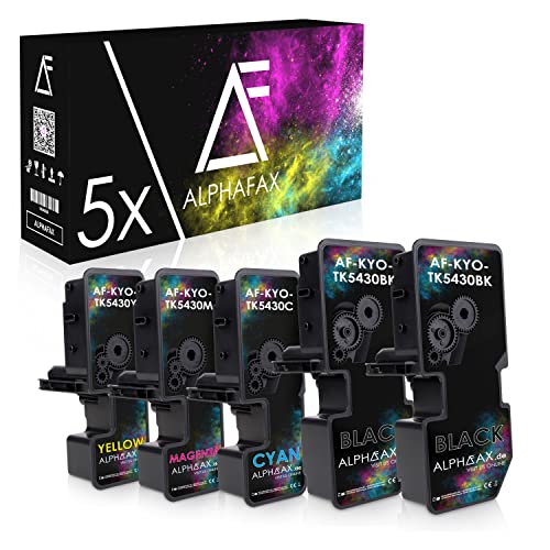 Alphafax 5 Toner kompatibel mit Kyocera TK5430 für ECOSYS MA2100 PA2100 MA2100cfx MA2100cwfx PA2100cwx PA2100cx (Schwarz*2,Magenta,Cyan,Yellow/Set) von Alphafax